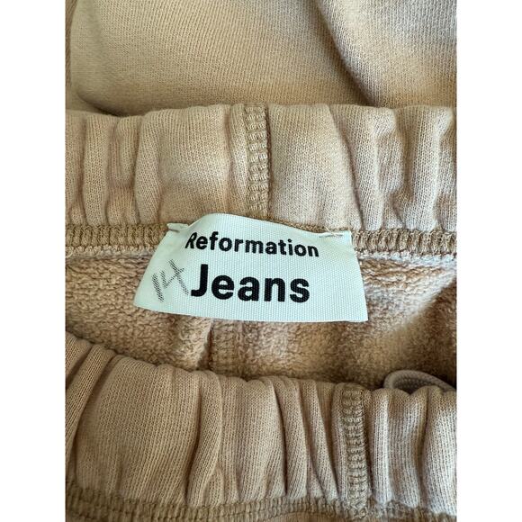 Reformation Jeans Classic Jogger Sweatpants in Buff Organic Cotton Size Large - Picture 4 of 6